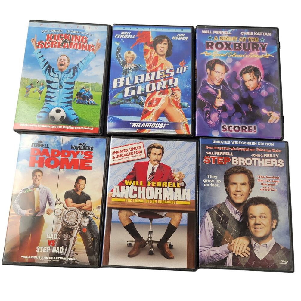 Will Ferrell Comedy DVD Lot of 6 Anchorman Step Brothers, Blades of Glory, More